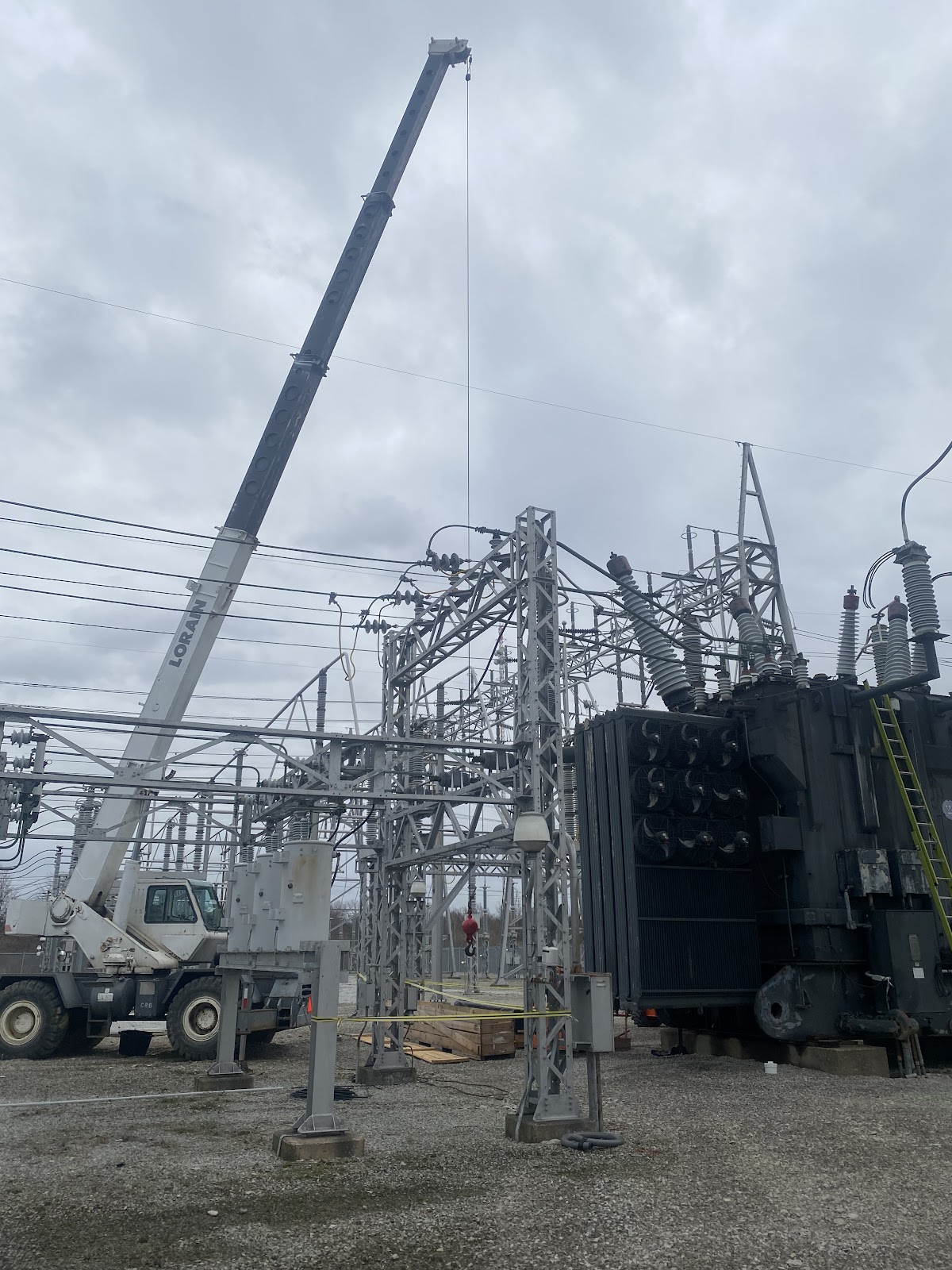 Crane in an electrical substation