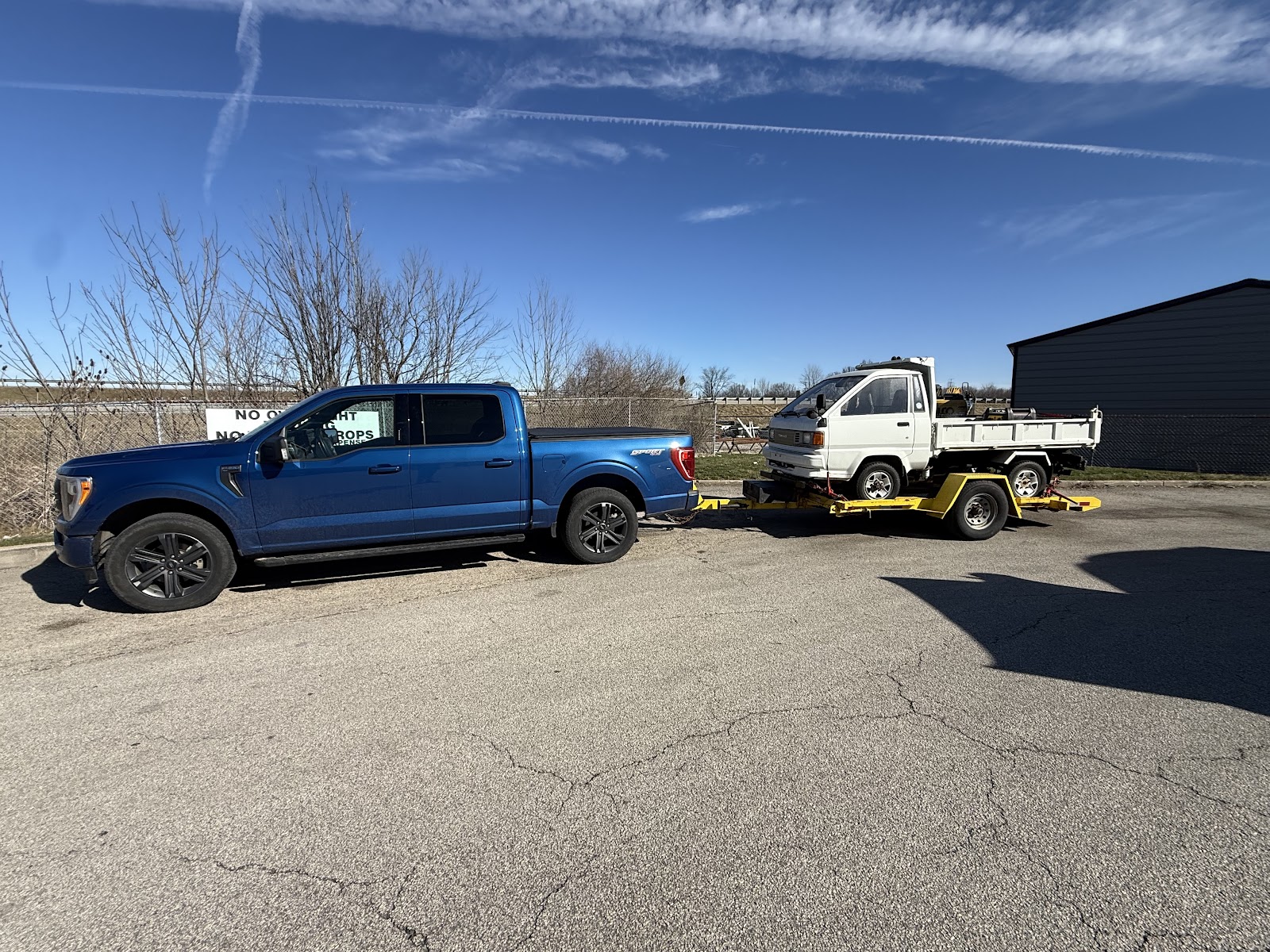 Hauling equipment on a trailer