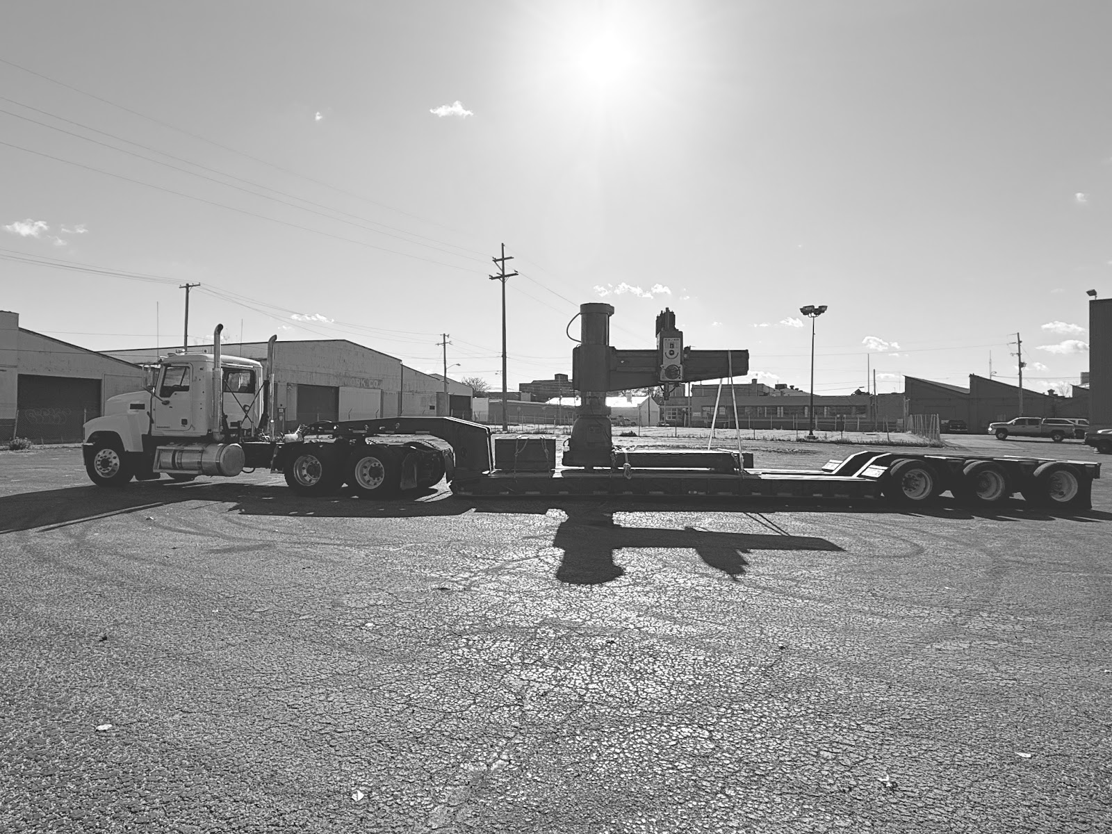 Heavy haul on a lowboy trailer